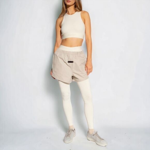 Fear of God Essentials Logo Sport Stretch Cotton Crop Tank in Eggshell Women's M - Picture 2 of 15